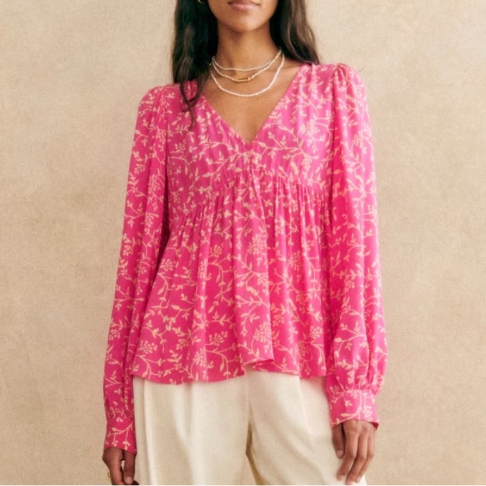 Sézane Pink Floral Blouse NWT